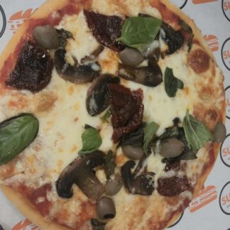 Mushroom + Olive + Sun-dried Tomato Pizza